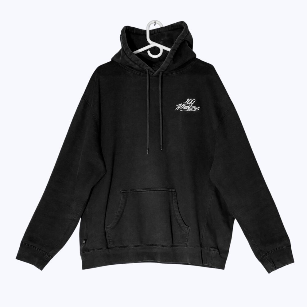 100 Thieves Black Heavyweight Fleece Pullover Hoodie Men's XXL Sweater Gaming